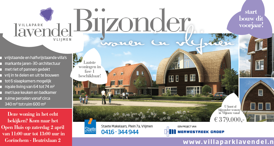 2 april: Open huis Villapark Lavendel