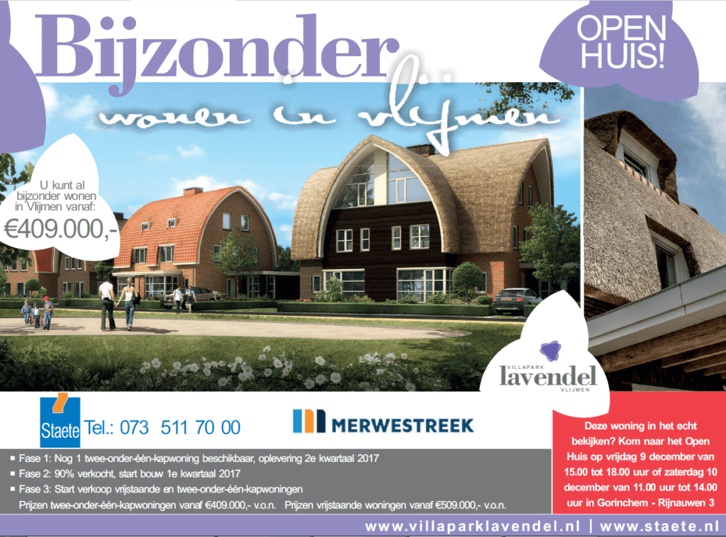 9 december: Open Huis villapark Lavendel