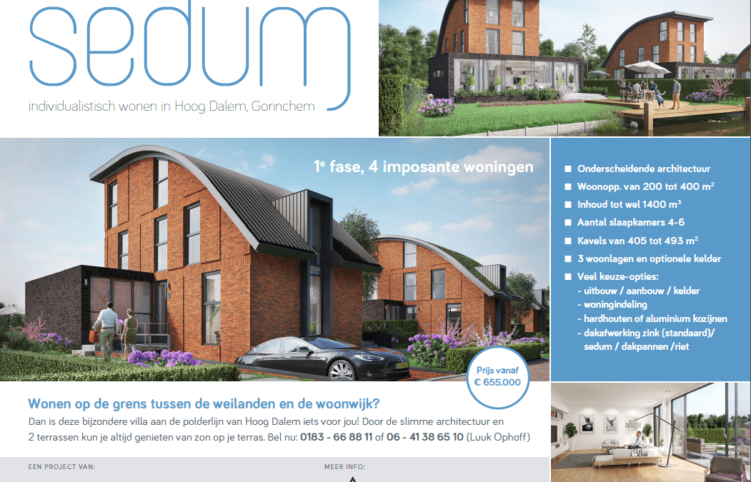 Fase 1 Sedum te Gorinchem: 4 imposante woningen
