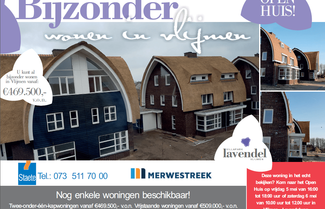 5 en 6 mei: open huis Villapark Lavendel
