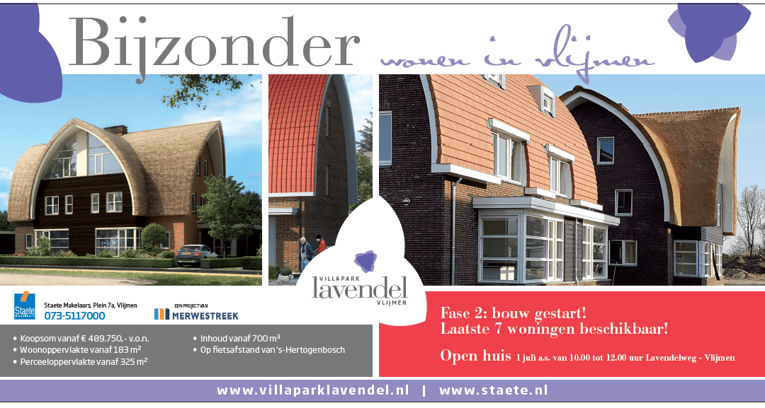 1 juli: open huis Villapark Lavendel
