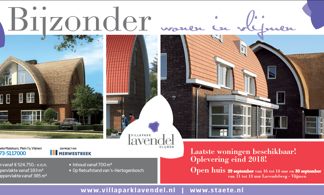 Villapark Lavendel in Vlijmen - laatste woningen beschikbaar!
