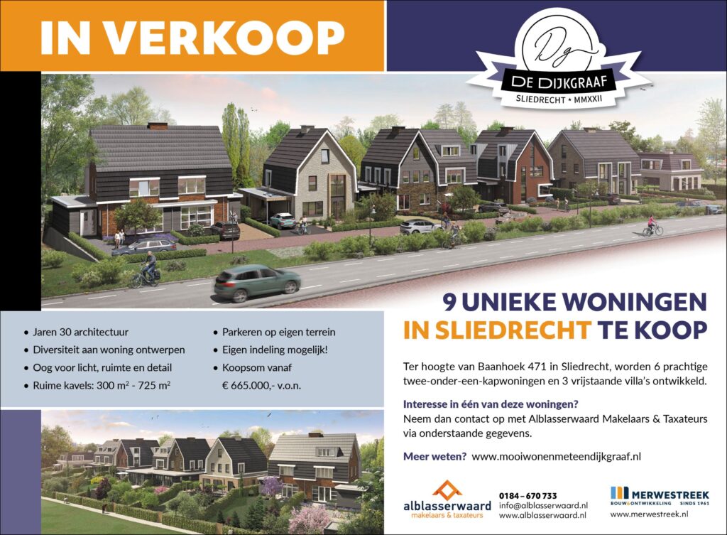 Verkoop woningen ''De Dijkgraaf'' te Sliedrecht gestart!